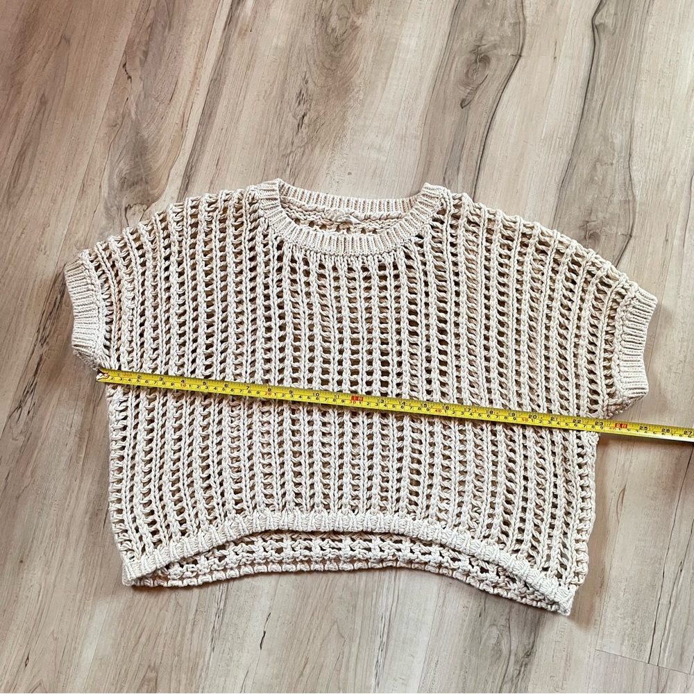 Crochet Open-Knit Boxy Top - Cream - Picture 12 of 12